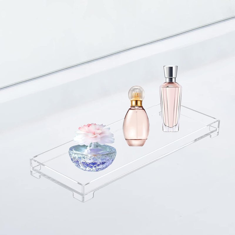 DELIPPLY Vanity Bathroom Tray, Acrylic Rectangle Decorative Catchall Organizer Storage Tray - Clear - Image 3
